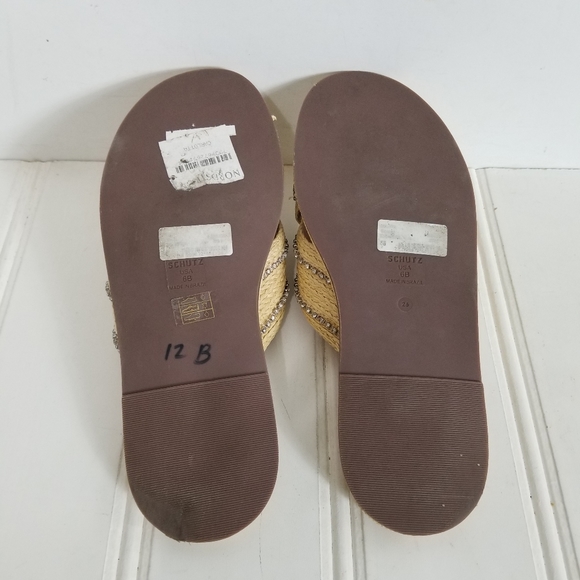 Schutz Rhinestone Raffia Sandals Womens Carlotta Crossover Flat Summer Shoes 6 - Picture 12 of 15